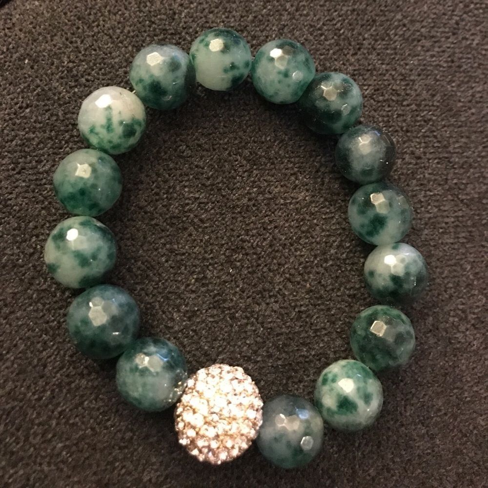 Green Stone Rhinestone Bracelet - NEW